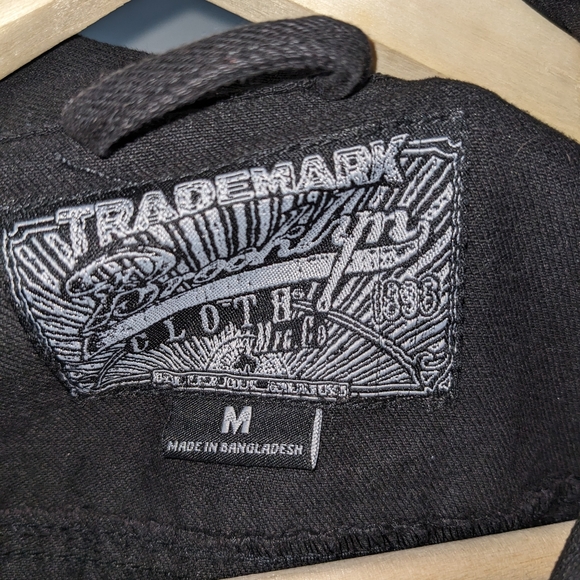 Brooklyn Cloth | "Have a Nice Trip" Patch Work Black Denim Jacket Men's Size M - Picture 4 of 5